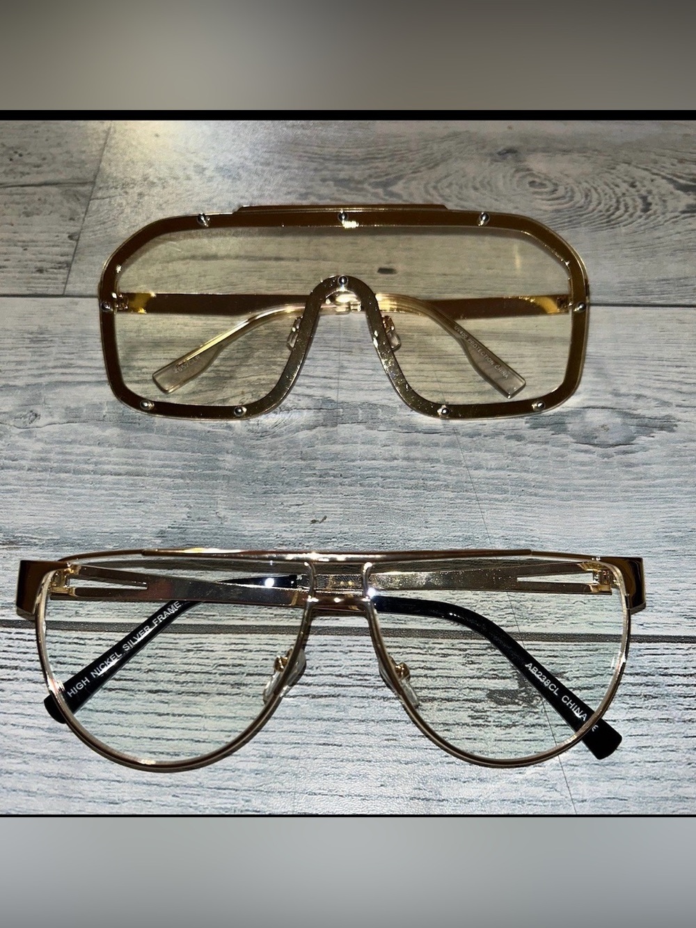 Pair of chic trendy fashion clear lens eyewear
